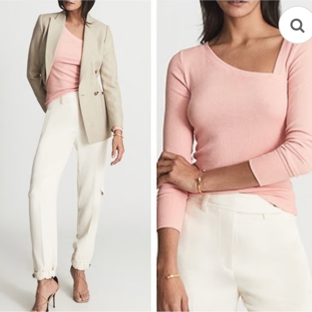 Reiss Pink Ribbed Knit Top - Picture 2 of 5